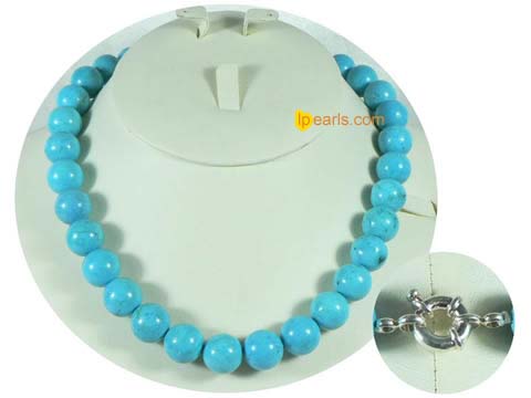 12mm blue round Turquoise jewelry necklace